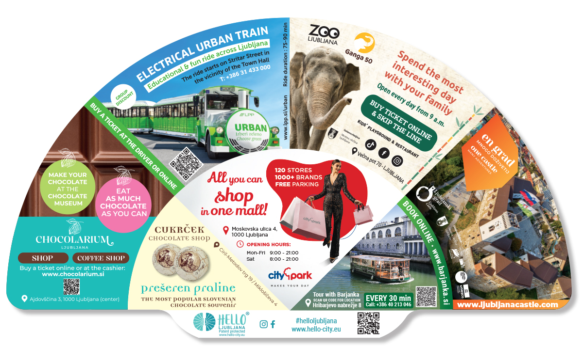 Hello Ljubljana Hand fan amazing gadget and guide for tourists 2025 Hello Ljubljana Hand fan amazing gadget and guide for tourists 2025
